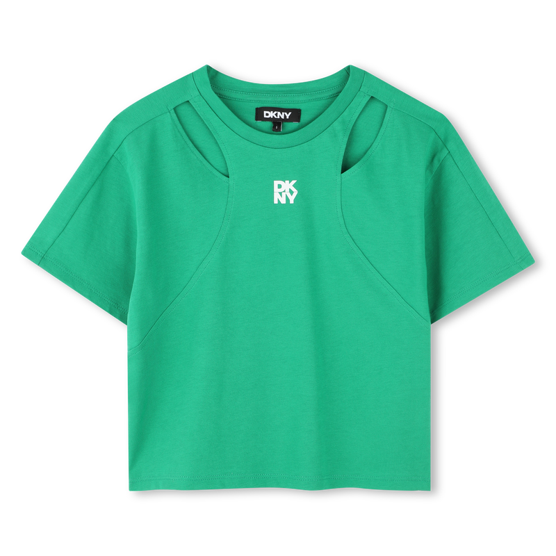 T-shirt ajour&eacute; manches courtes DKNY 
                        FILLE