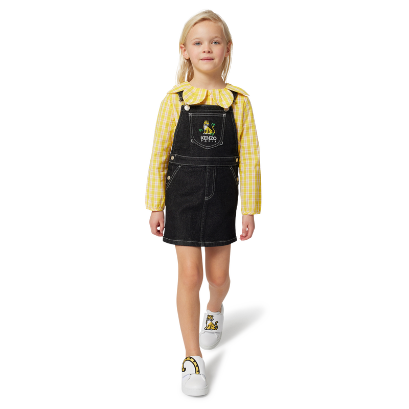 Robe salopette brodée en jean KENZO KIDS 
                    FILLE
