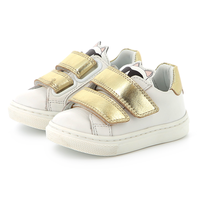 Baskets en cuir à fermeture par bandes auto aggrip KARL LAGERFELD KIDS 
                    FILLE