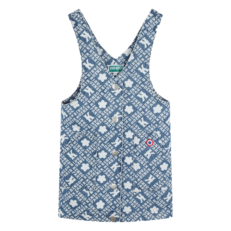 Robe chasuble en jean imprimé KENZO KIDS 
                    FILLE