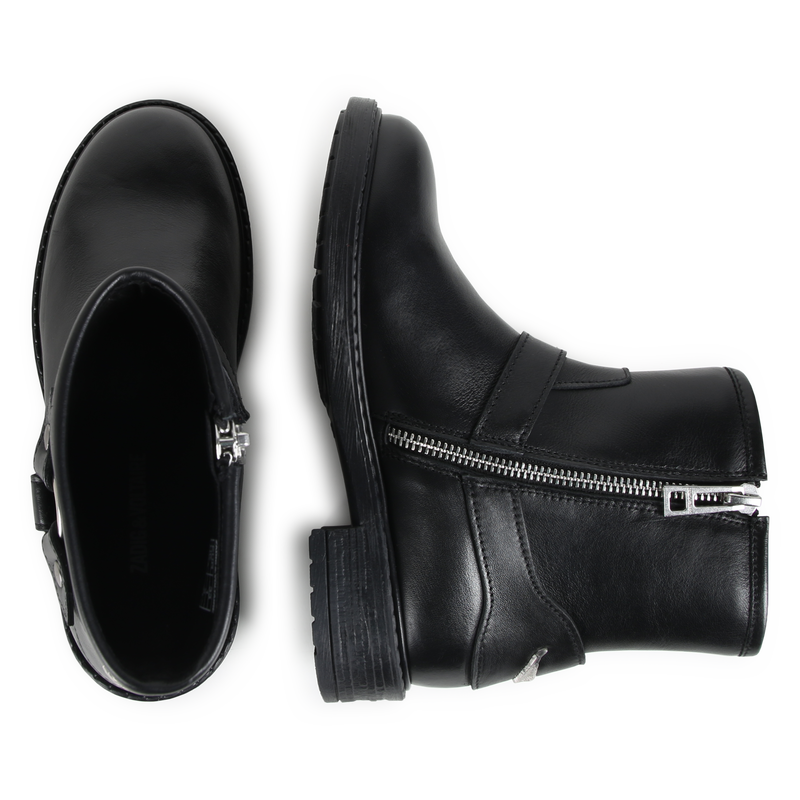 Bottines zipp&eacute;es en cuir ZADIG & VOLTAIRE 
                        FILLE