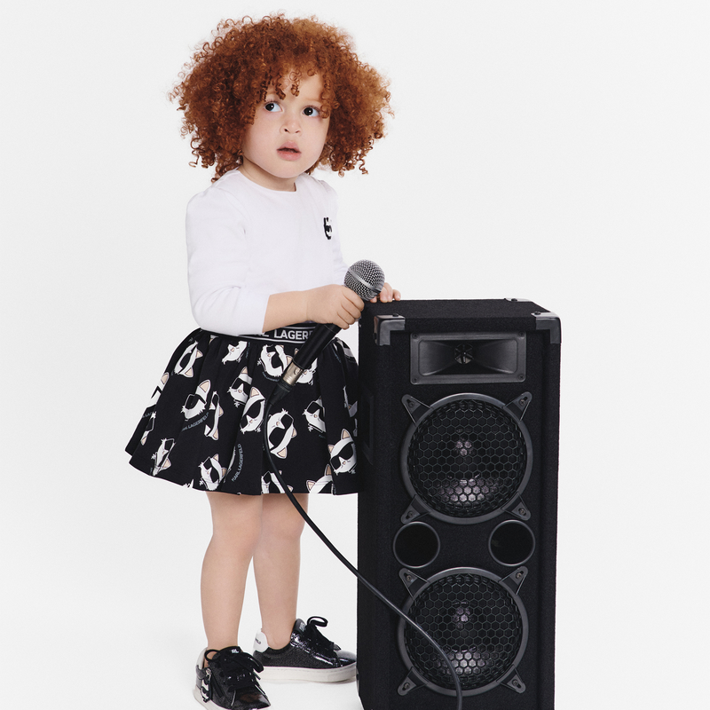 Baskets basses en cuir de vachette KARL LAGERFELD KIDS 
                        FILLE