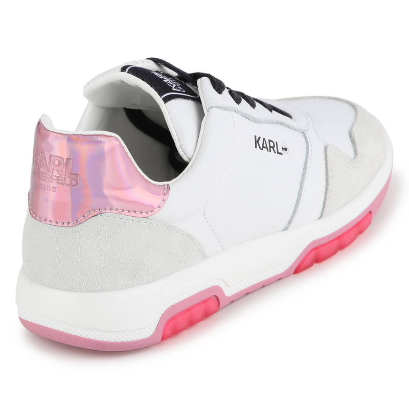 Baskets basses en cuir de vachette KARL LAGERFELD KIDS 
                    FILLE