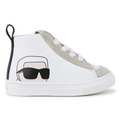 Baskets montantes en cuir de vachette KARL LAGERFELD KIDS UNISEXE