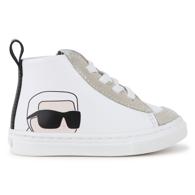 Baskets montantes en cuir de vachette KARL LAGERFELD KIDS 
                    UNISEXE