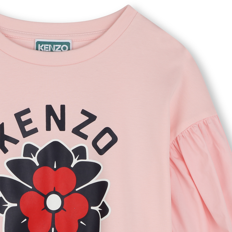 T-shirt bimatière avec imprimé KENZO KIDS 
                    FILLE