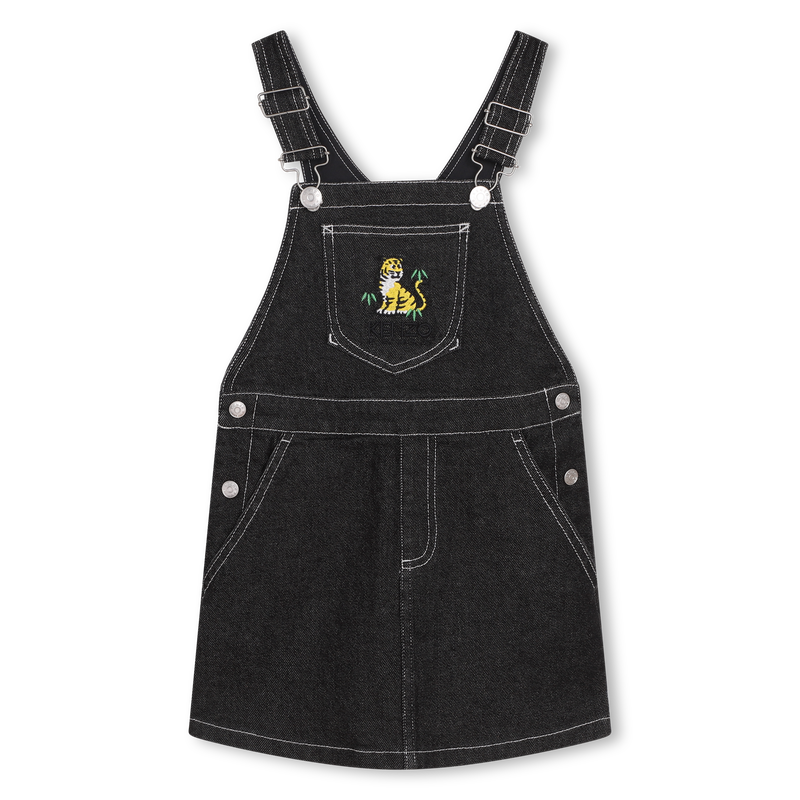 Robe salopette brodée en jean KENZO KIDS 
                    FILLE