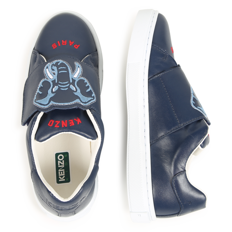 Baskets en cuir avec bande auto-agrippante KENZO KIDS 
                    UNISEXE
