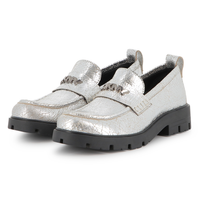 Mocassins en cuir de vachette métallisé DKNY FILLE
