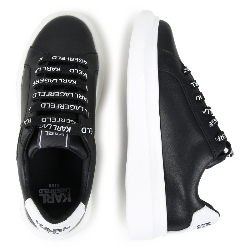 Baskets basses en cuir de vachette KARL LAGERFELD KIDS 
                    GARCON