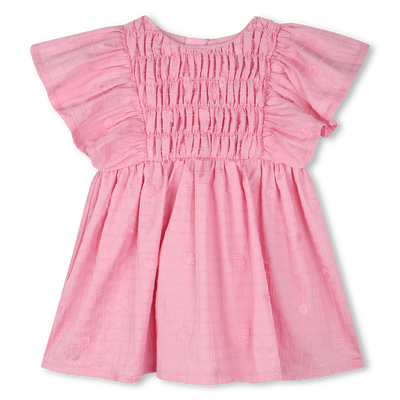 Robe brodée en satin de coton KENZO KIDS FILLE