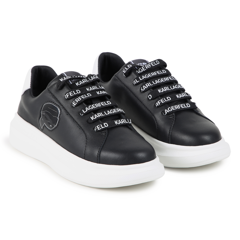 Baskets basses en cuir de vachette KARL LAGERFELD KIDS 
                    GARCON