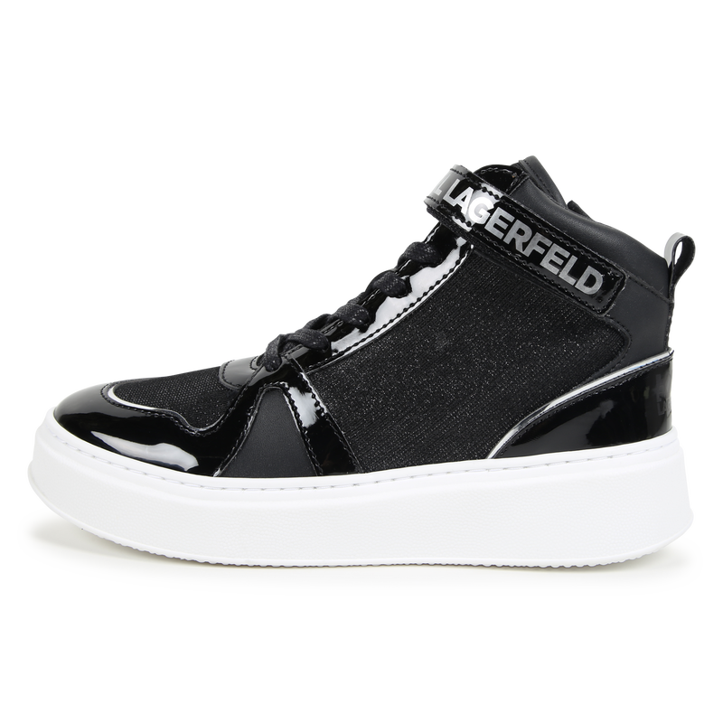 Baskets montantes en cuir de vachette KARL LAGERFELD KIDS 
                    FILLE