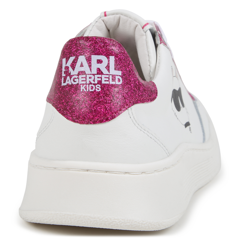 Basket en cuir de vachette &agrave; lacets KARL LAGERFELD KIDS 
                        FILLE