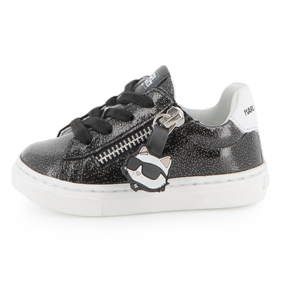 Baskets basses en cuir de vachette KARL LAGERFELD KIDS FILLE