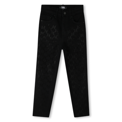 Jean droit avec sigle en strass KARL LAGERFELD KIDS FILLE