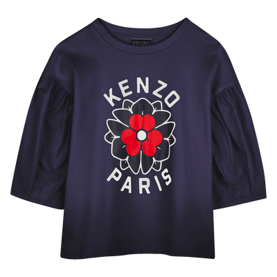 T-shirt bimatière avec imprimé KENZO KIDS FILLE