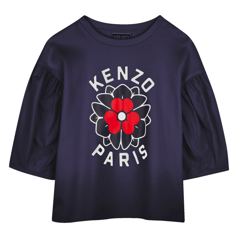 T-shirt bimatière avec imprimé KENZO KIDS 
                    FILLE