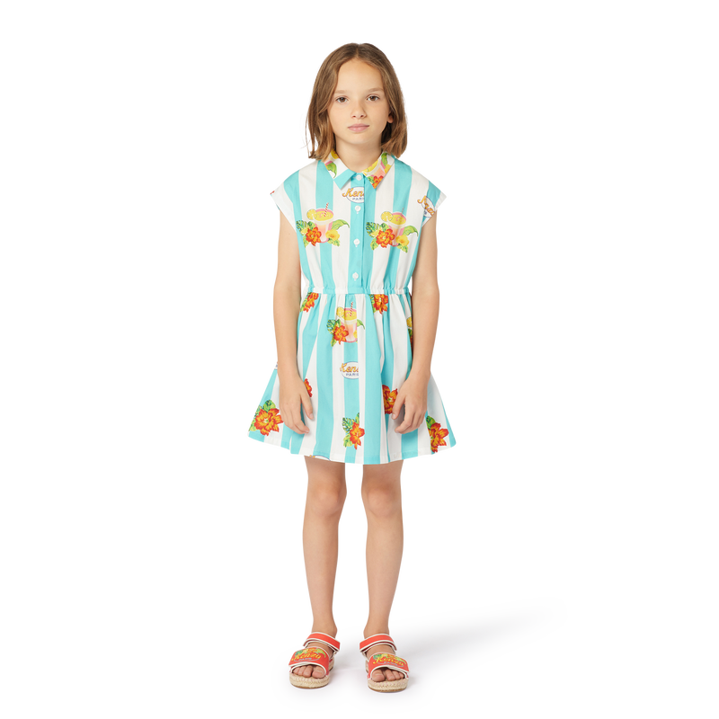 Robe rayée en popeline coton KENZO KIDS 
                    FILLE