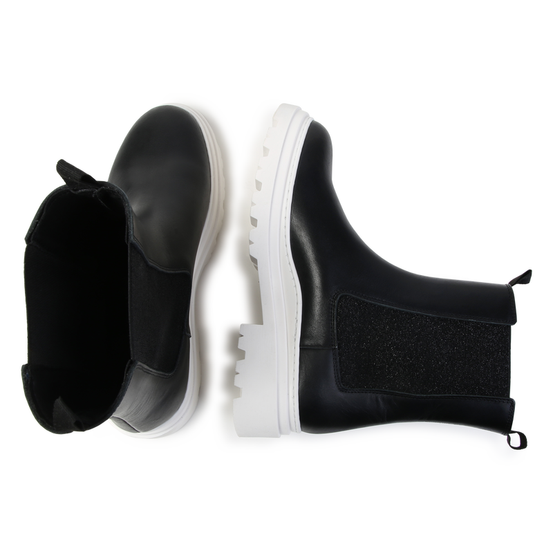 Bottines en cuir de vachette KARL LAGERFELD KIDS 
                    FILLE