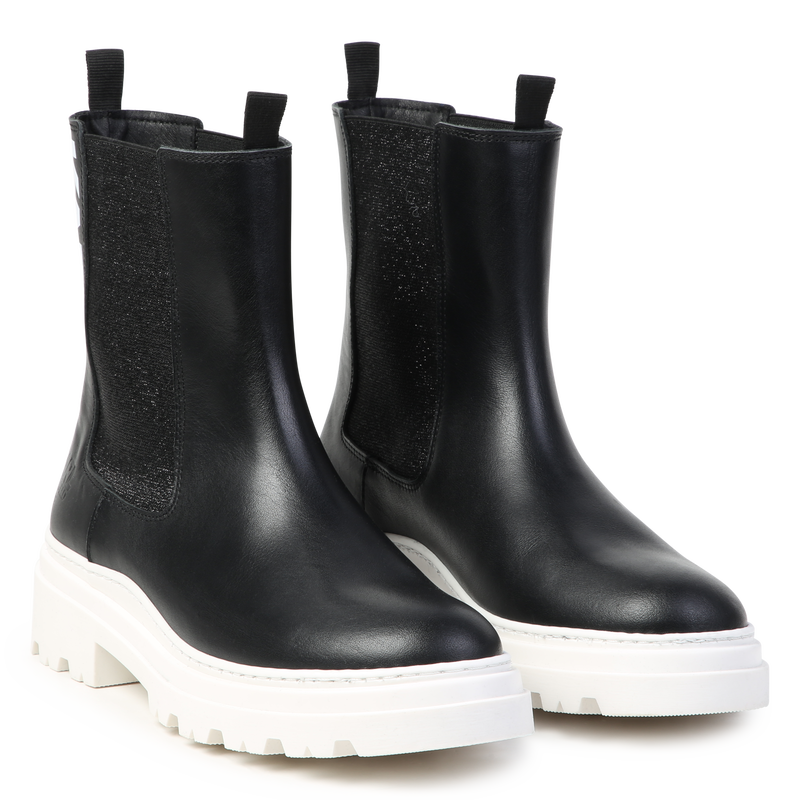 Bottines en cuir de vachette KARL LAGERFELD KIDS 
                    FILLE