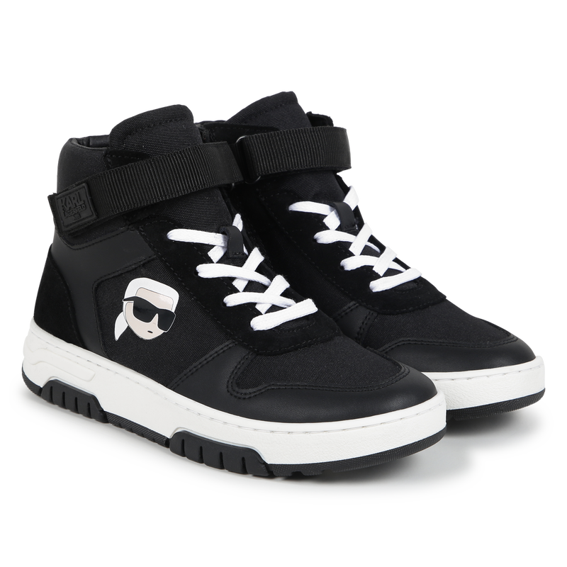 Baskets montantes en cuir de vachette KARL LAGERFELD KIDS 
                    GARCON