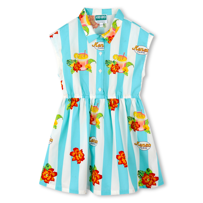Robe rayée en popeline coton KENZO KIDS 
                    FILLE
