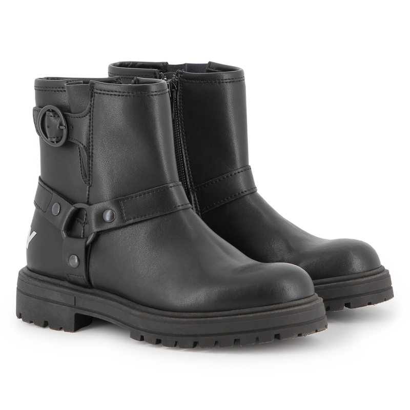 Bottes motard en cuir de vachette DKNY 
                    FILLE