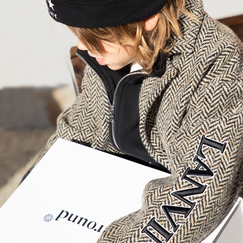 Manteau mi-long motif chevrons LANVIN 
                    GARCON