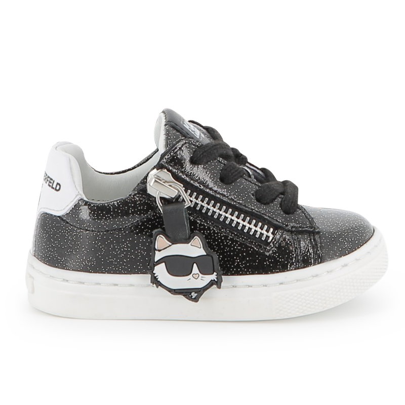 Baskets basses en cuir de vachette KARL LAGERFELD KIDS 
                        FILLE