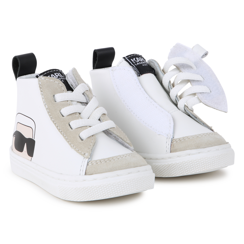 Baskets montantes en cuir de vachette KARL LAGERFELD KIDS 
                    UNISEXE