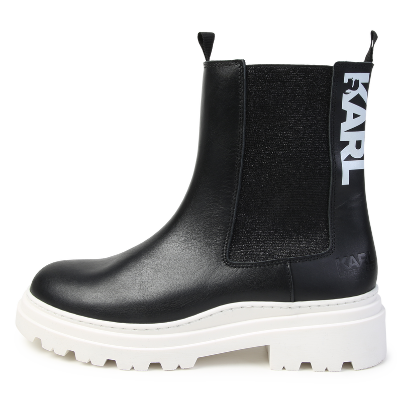 Bottines en cuir de vachette KARL LAGERFELD KIDS 
                    FILLE