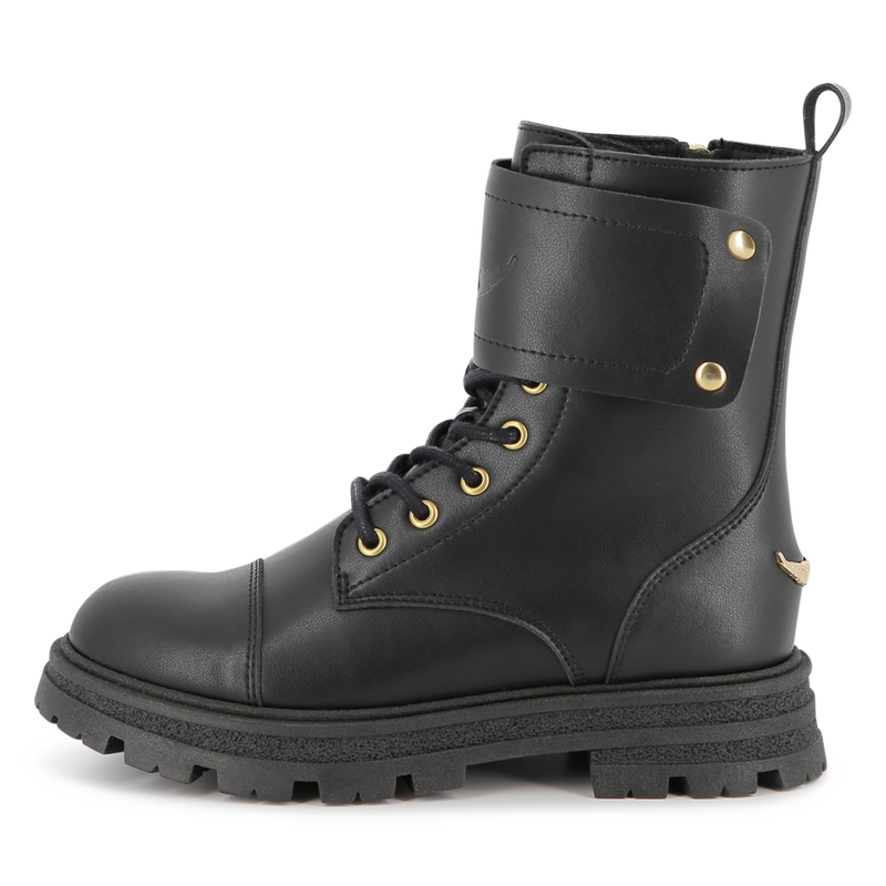 Bottes &agrave; lacets en cuir de vachette ZADIG & VOLTAIRE 
                        FILLE