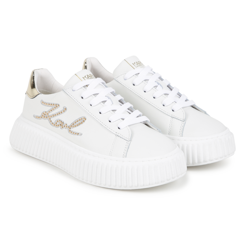 Baskets en cuir de vachette KARL LAGERFELD KIDS 
                    FILLE