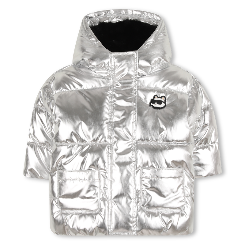 Doudoune à capuche argentée KARL LAGERFELD KIDS 
                    FILLE