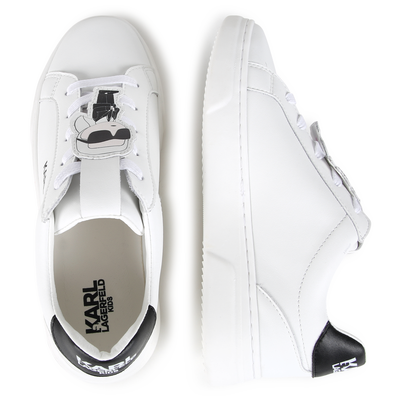 Baskets basses en cuir de vachette KARL LAGERFELD KIDS 
                    FILLE