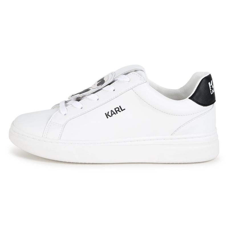 Baskets basses en cuir de vachette KARL LAGERFELD KIDS 
                    FILLE