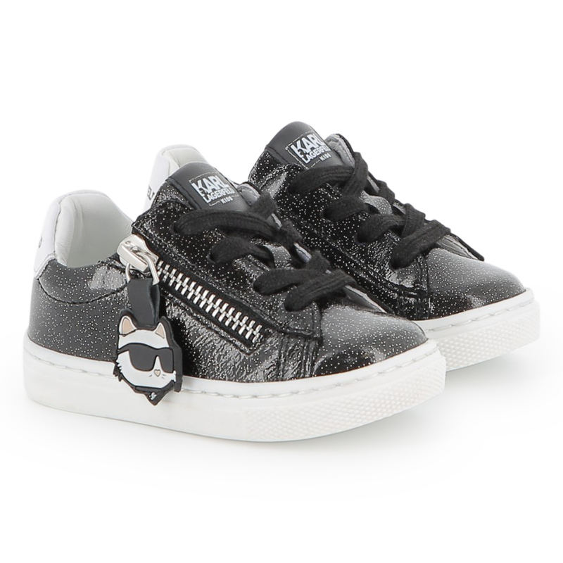 Baskets basses en cuir de vachette KARL LAGERFELD KIDS 
                        FILLE