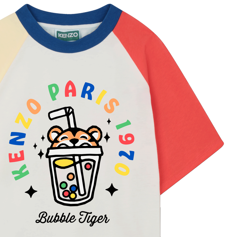 T-SHIRT MANCHES ET COL CONTRASTE KENZO KIDS 
                        GARCON