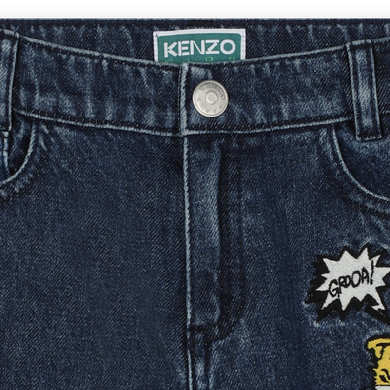 Jean badgé et brodé en coton KENZO KIDS 
                    GARCON
