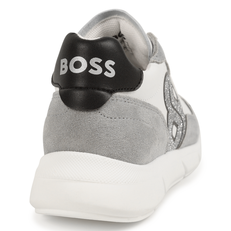 Baskets lacées en cuir de vachette BOSS 
                    FILLE
