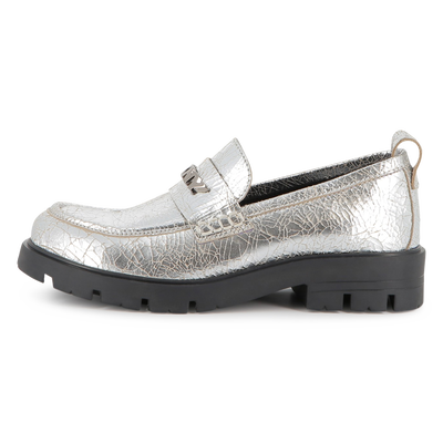 Mocassins en cuir de vachette métallisé DKNY FILLE