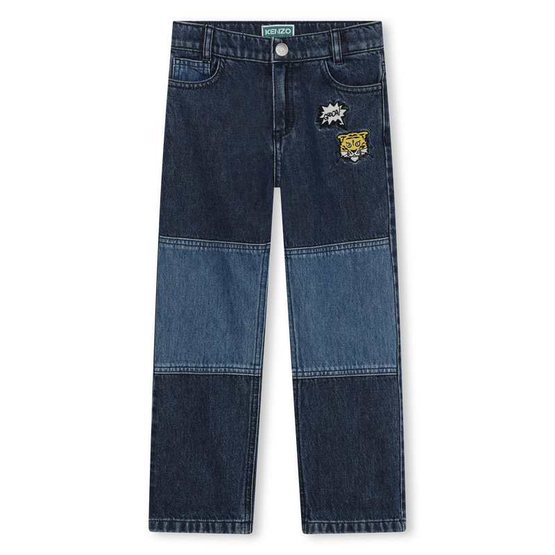 Jean badgé et brodé en coton KENZO KIDS 
                    GARCON