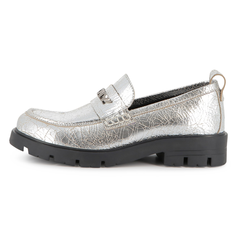 Mocassins en cuir de vachette m&eacute;tallis&eacute; DKNY 
                        FILLE