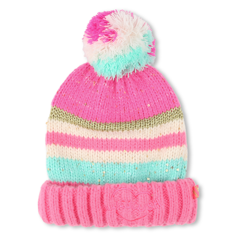 Bonnet ray&eacute; &agrave; pompon BILLIEBLUSH 
                        FILLE