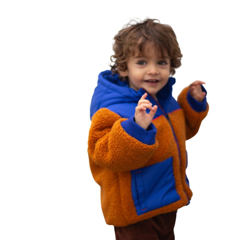 Manteau bimatière et bicolore CARREMENT BEAU 
                    GARCON