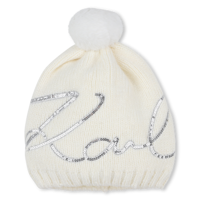 Bonnet tricot à pompon KARL LAGERFELD KIDS FILLE