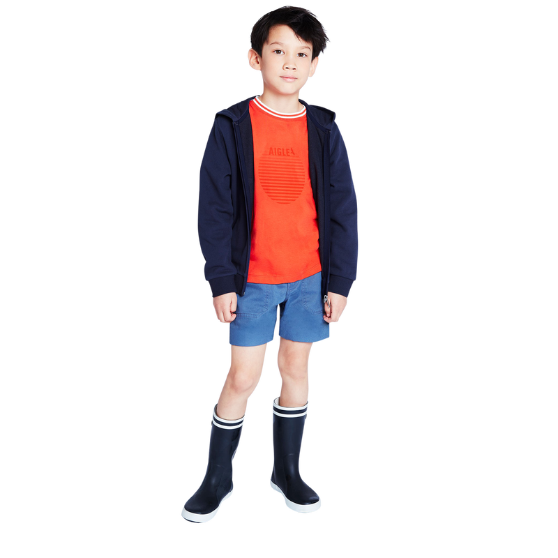 T-shirt imprimé avec col rayé