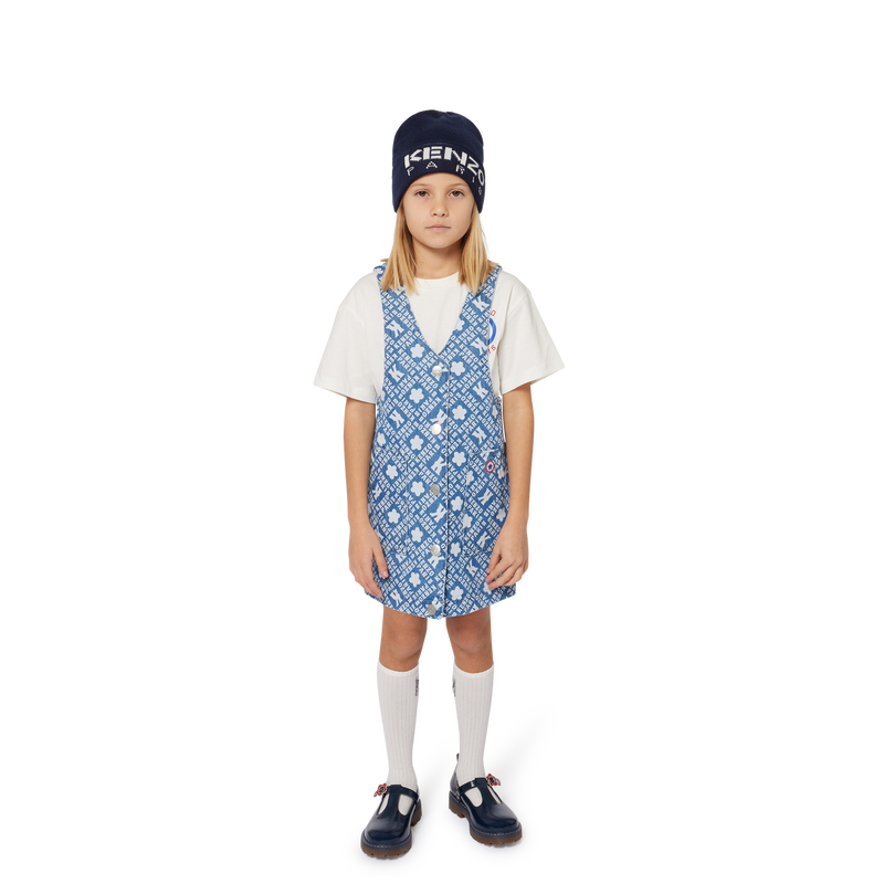 Robe chasuble en jean imprimé KENZO KIDS 
                    FILLE