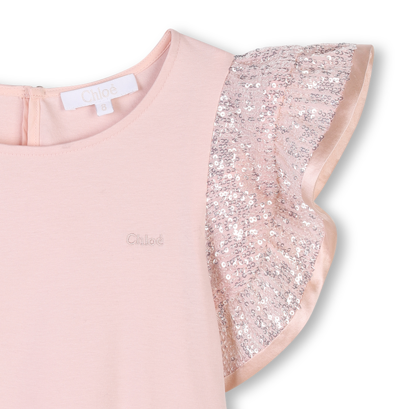 T-shirt &agrave; volants orn&eacute;s de sequins CHLOE 
                        FILLE